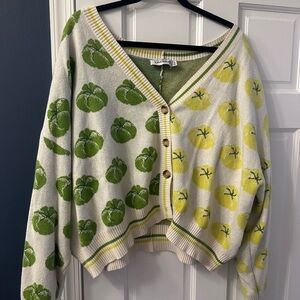 Rachel Antonoff Green and Yellow Tomato Cardigan